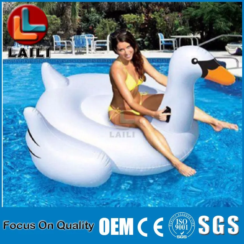 Eco-friendly PVC Round Mouth White Swan Pool Float/Green Life water game toys Inflatable Float/inflatable toy