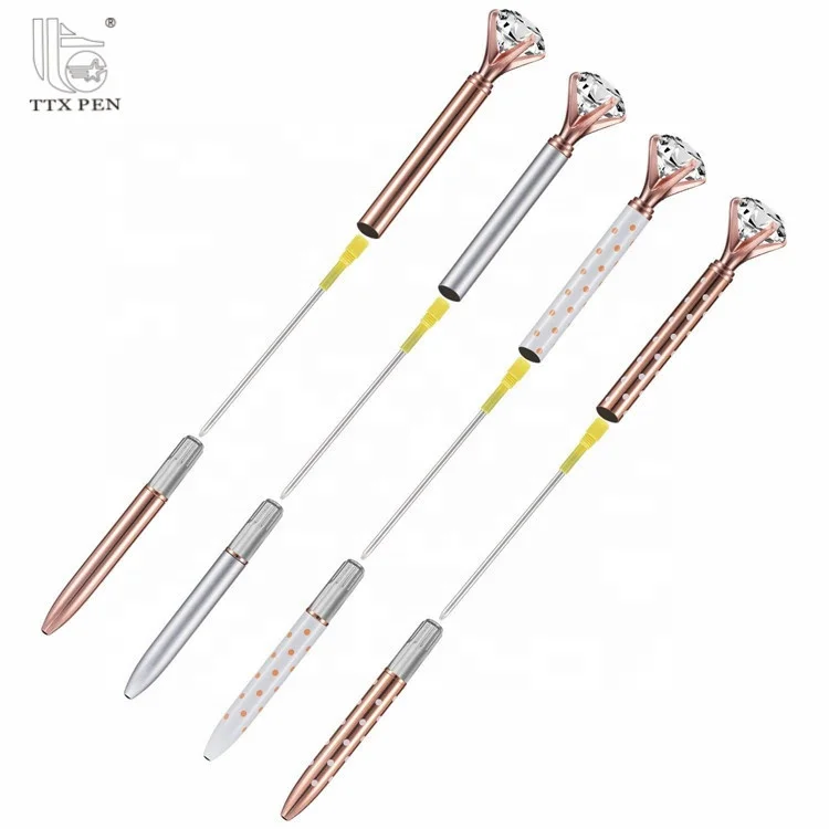 TTX Custom Beautiful Crystal Diamond Shaped Top Glitter Metal Promotional Ballpoint Pen With Custom Logo