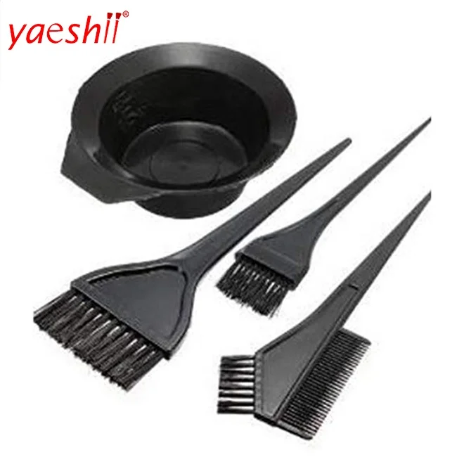 Yaeshii OEM/ODM plastic 4pcs salon Hair Dye Coloring Brush Comb Bowl Coiffure Styling Tools Durable hair brush