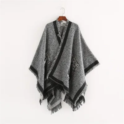 D1111  Women Cashmere Oversized Scarf Pocket Blanket Scarf Wrap Leopard Printed Winter Shawl Scarf
