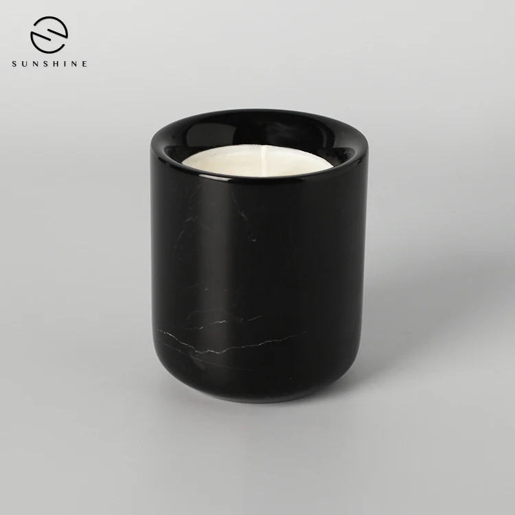 Роскошные банки для свечей из черного мрамора для свадебного декора
