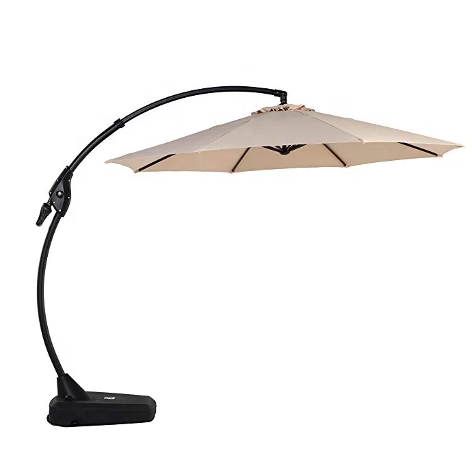 
patio Deluxe 10 FT Curvy Aluminum Offset Patio Umbrella with Handle and Crank 
