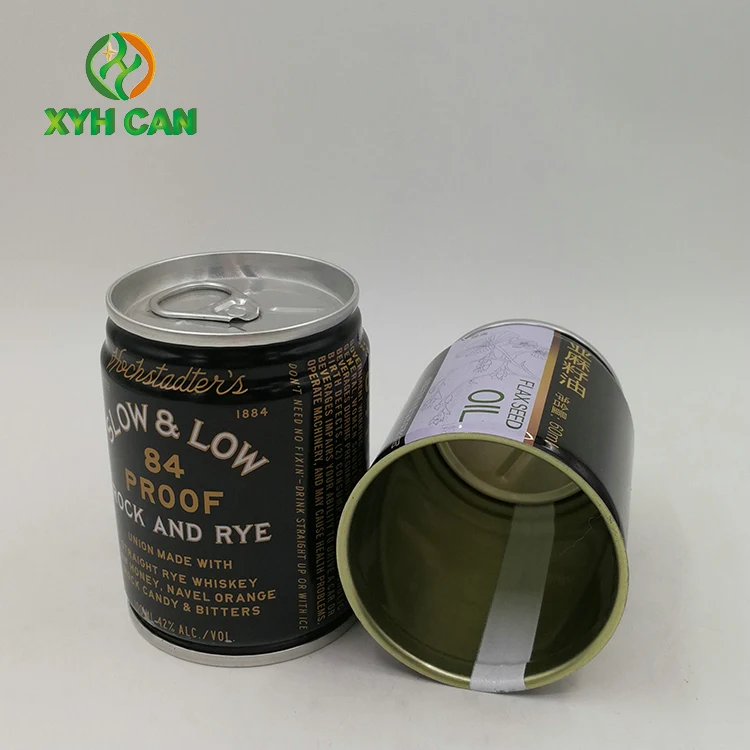Hot Selling 100ml Eco-friendly Promotional Small Tin Can for Whisky Tea Coffee Wine Beverage Juice Packaging