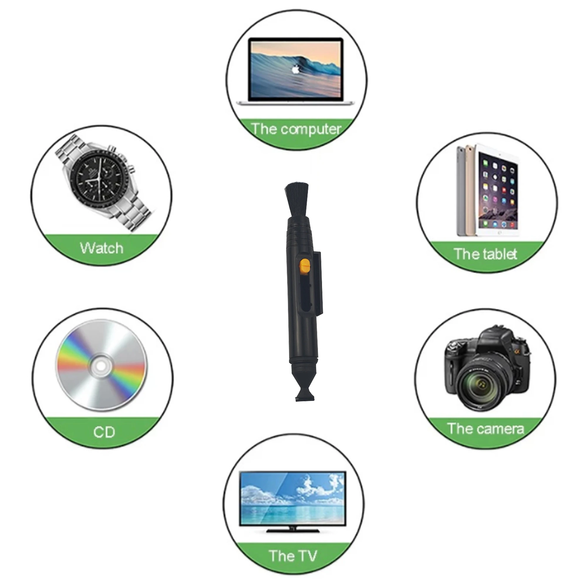 Fast Dispatch 3 In 1 All-purpose Plush Retractable Keyboard Black DSLR Camera Lens Cleaning Pen Cleaning Brush