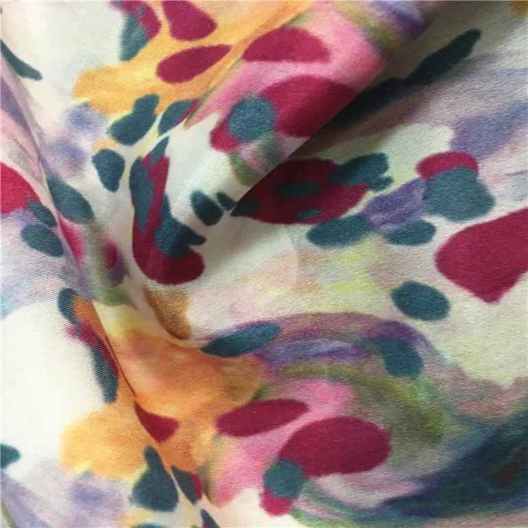 Custom new design high quality digital printed lotus silk fabric