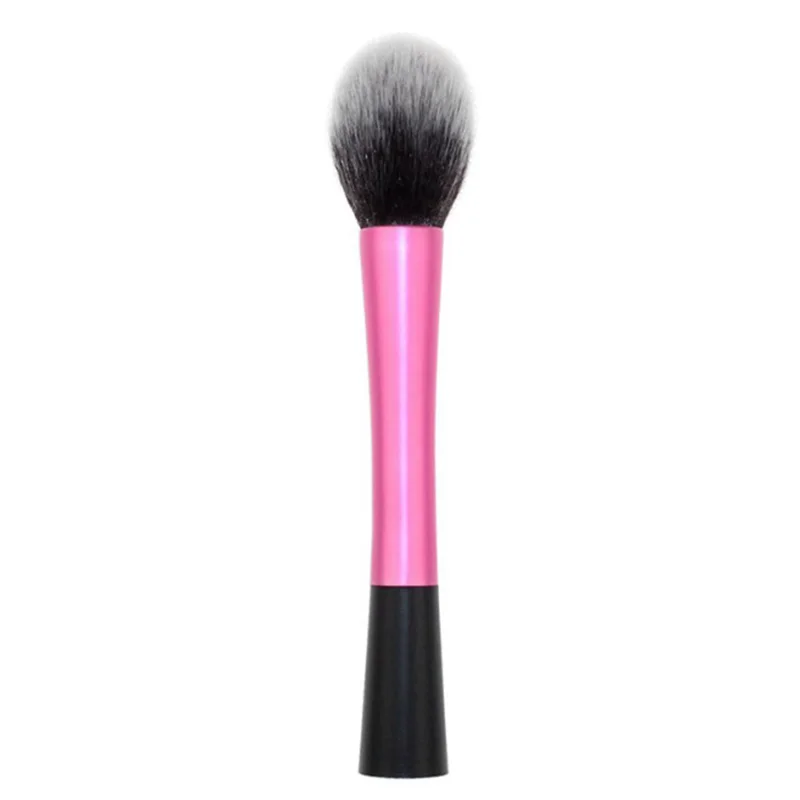 Big Rose Pink Flame Powder Blush Brush Long Aluminum Handle Contour Brush