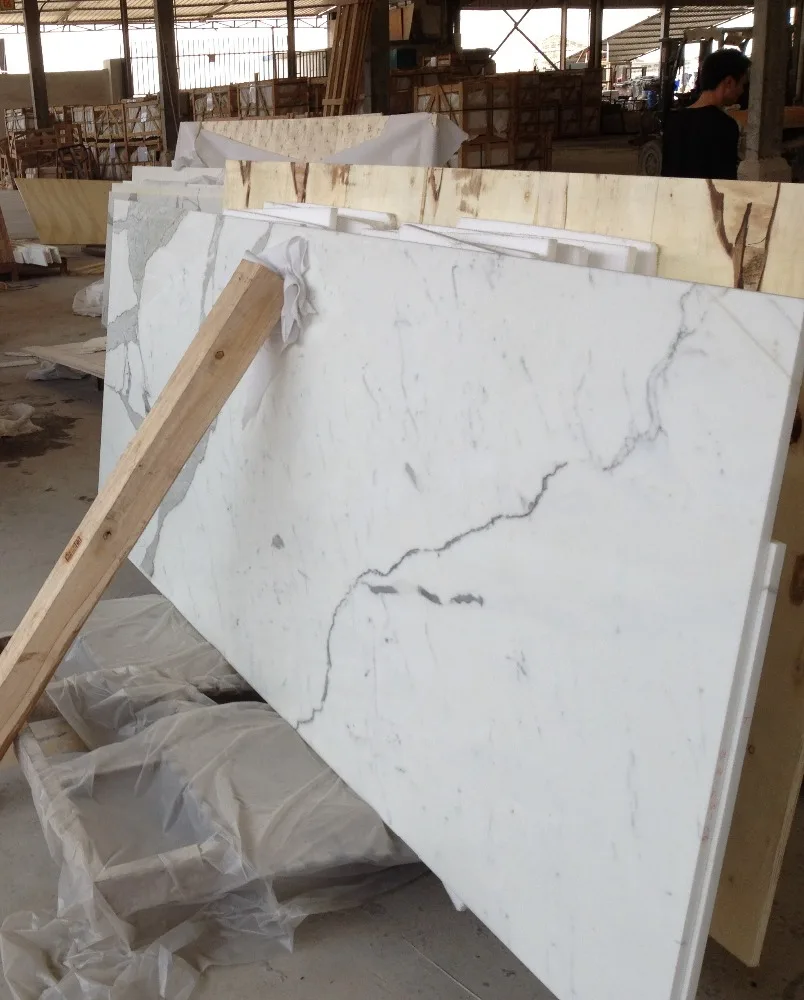 Luxury Prices Natural Stone Italian White Marble Bianco Calacatta Marble Floor Tiles Slab