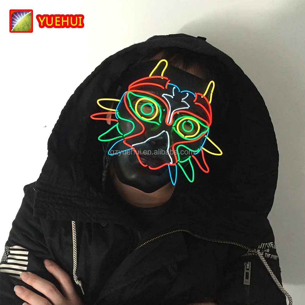 Neon Glow Light Heart Owl Colorful Mask Movie Theme Mask Led Strip Sawtooth Ghost Costume Glow In Dark Party Supplies Valentines