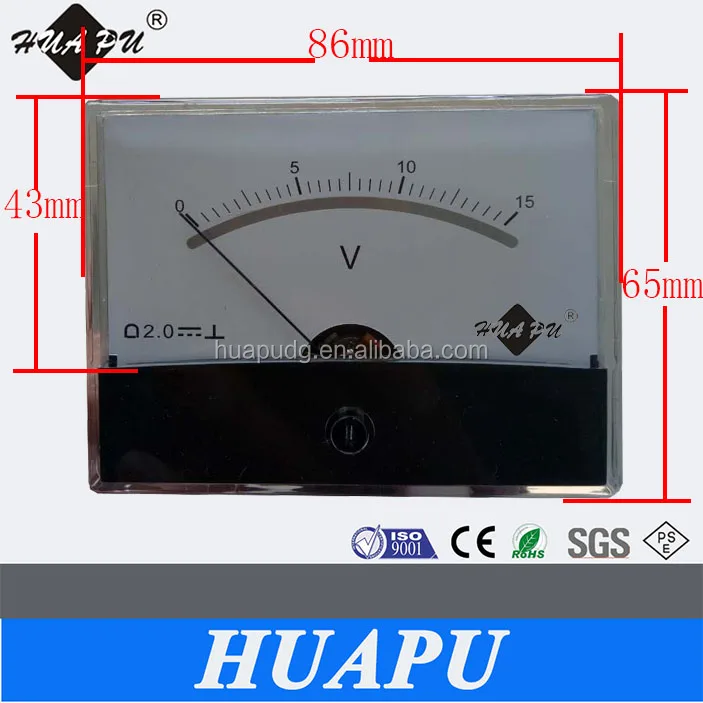 Перемещение тип катушки аналоговый дисплей метр панели ПМ-2 (HP-460) с зеркалом DC вольтметр 0-15 В