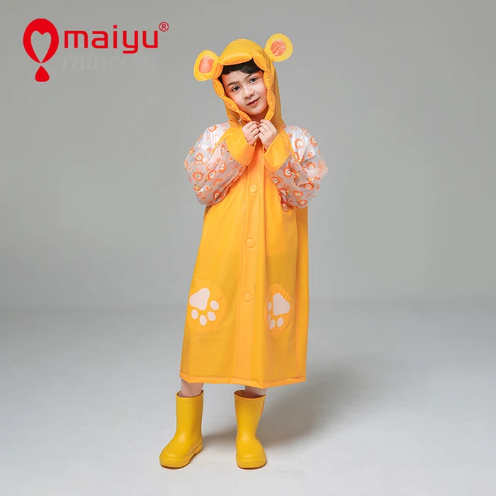 One years no hassle warranty durable yellow children raincoat