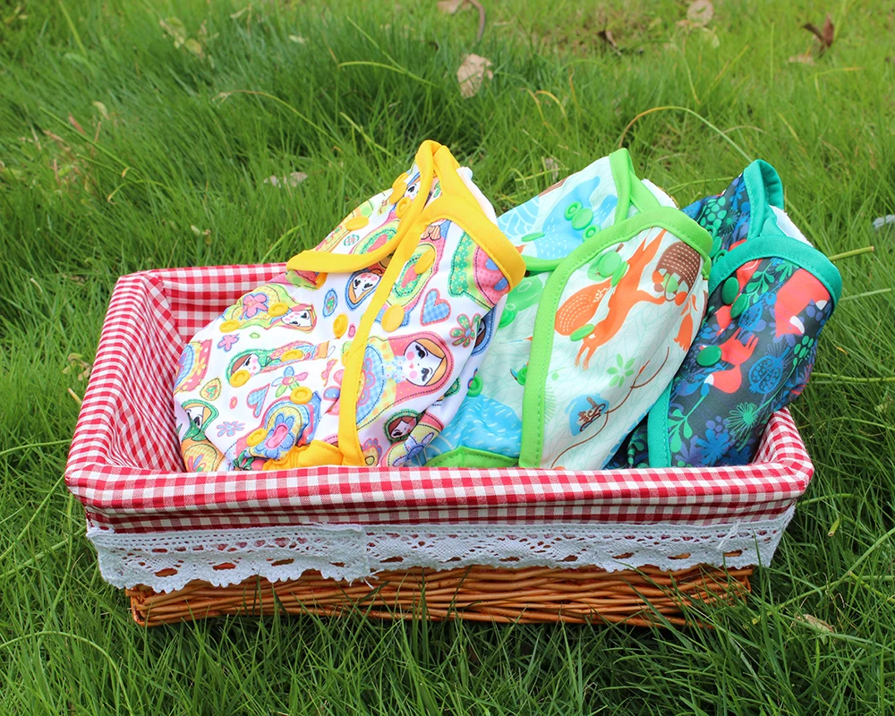 
Reusable asborbent baby all in one cloth diapers washable AIO diapers with microfiber inserts double gussets binding overnight 