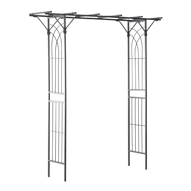 Black Metal Garden Arch Decoration For Vines Plant