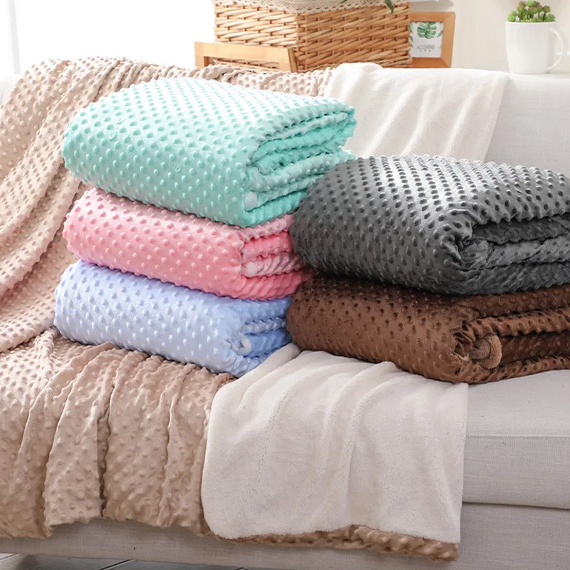 100% polyester minky dot baby blanket super soft minky fleece blanket