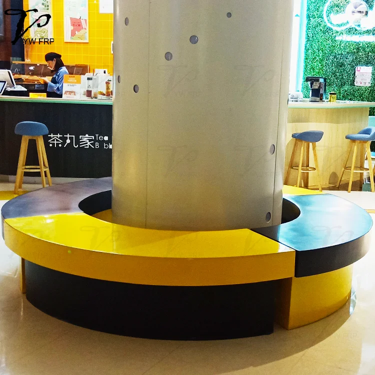 Shopping mall fiberglass lounge bench garden long bench for indoor &outdoor