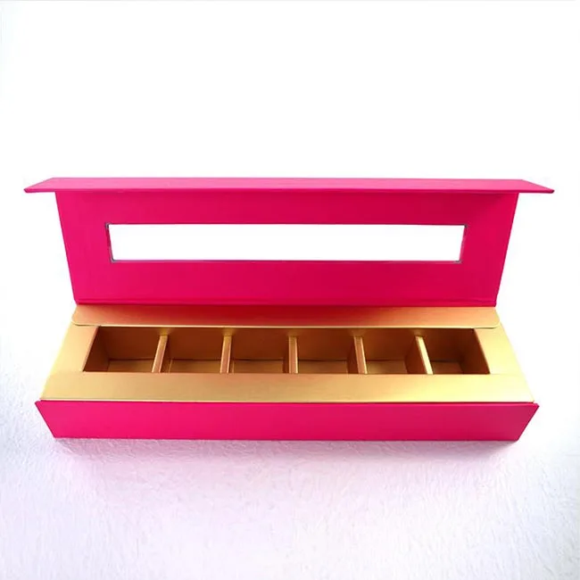 Empty truffle box with clear window and magnetic closure