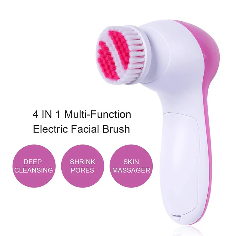 
Private Label Electric Facial Cleansing Brush 4-in-1 Set Waterproof Face Cleaning Brush for Deep Cleansing 