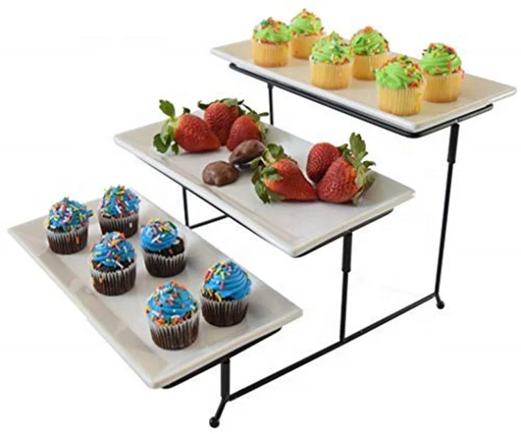 3 tier serving tray cake stand dessert tray food server display rack cheap porcelain white plates