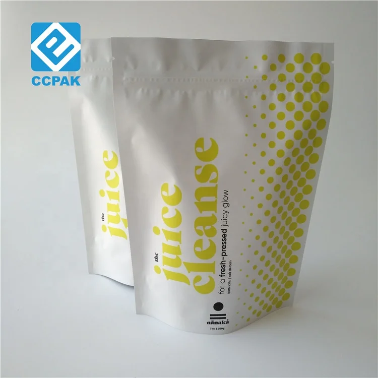 Smell proof Tea Packaging Bags Eco- friendly matt Aluminum Foil Stand Up Ziplock doy pack Bag For Protein Juice Powder Coffee