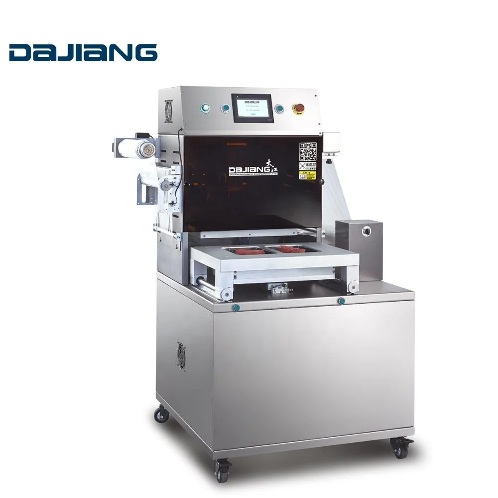 VS-410 Meat Sea Food Tray Vacuum Skin Packaging Machine Nitrogen Filling Machine MAP Gas Flush Sealer China 490*310*80 0.8-1.0