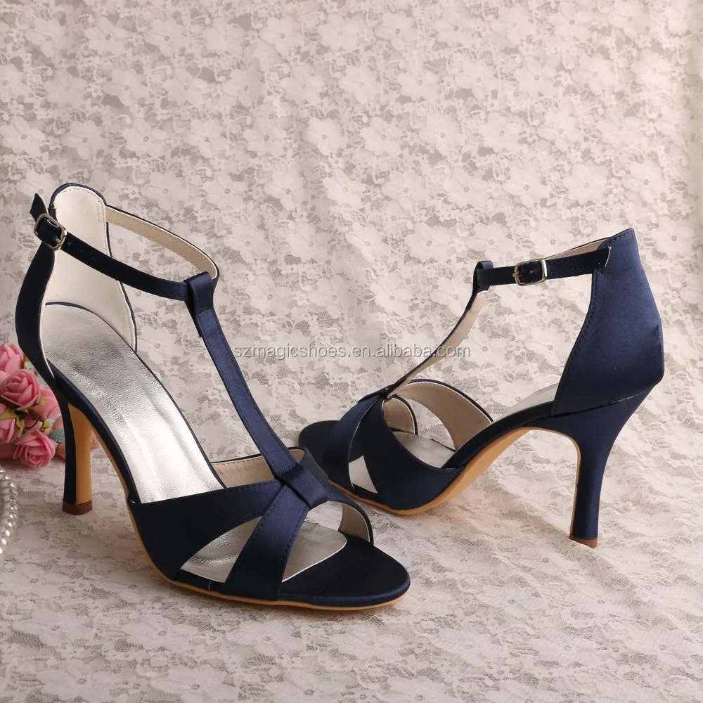 Wedopus Navy Evening Shoes Sandals Satin