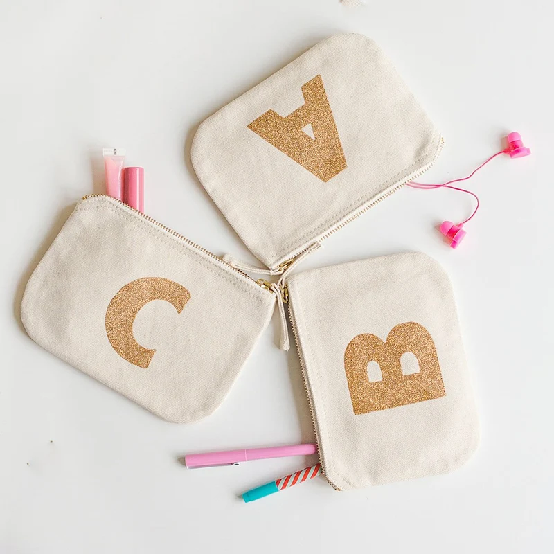 Оптовая продажа холщовый чехол для монет с застежкой-молнией и индивидуальным