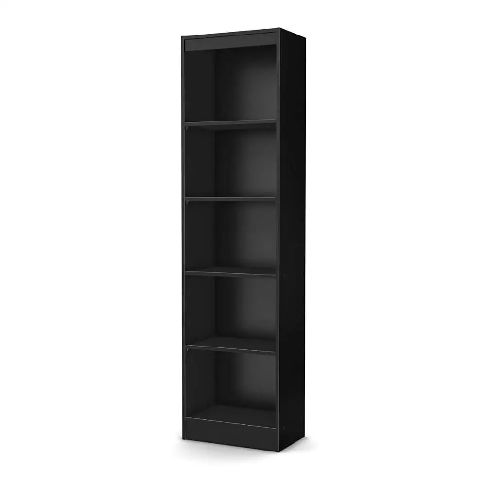 Modern 5 Shelf Vertical White Bookshelf in Veneer Finish 2001