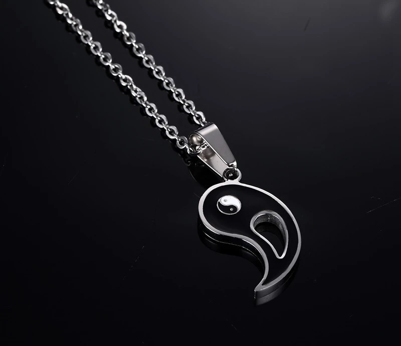 
Ginkgo Jewelry Yin Yang couple stainless steel necklaces with chains G80438 