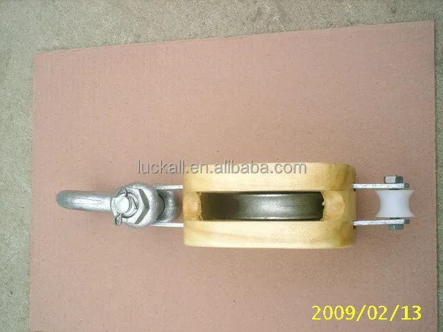 Regular Wooden Block Single Sheave Triple Sheave Double Sheave With SHACKLE PULLEY