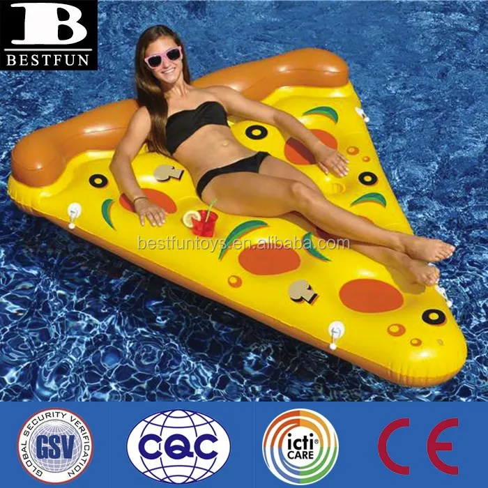 Factory customized advertising inflatable pizza pool float raft toy plastic pizza slice float pizza mattress water bed