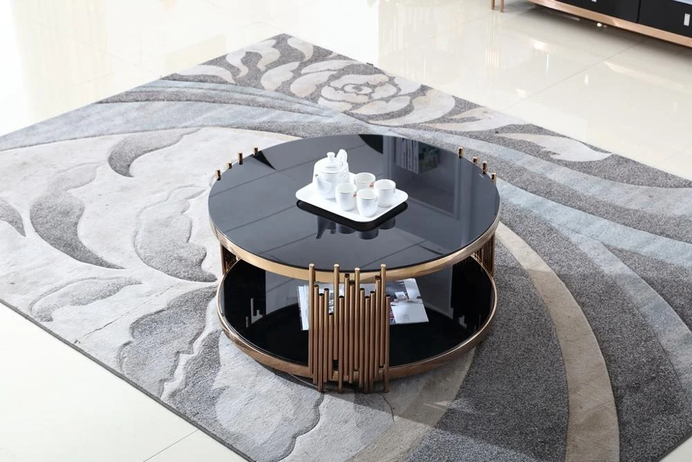
2020 New Interior Design Modern Furniture Gold Brass Luxury Glass Top Stainless Steel Living Room Sets 