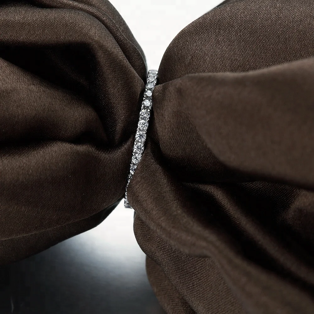 
Classic Platinum-Plated 925 Sterling Silver Band CZ Eternity Rings for Women 