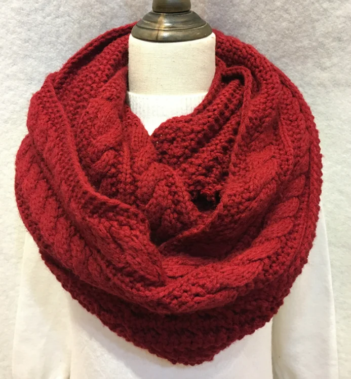 Зимний теплый шерстяной шарф женский корейский крученый жаккардовый простой шарф женский двусторонний вязаный шарф аксессуары для холодной погоды