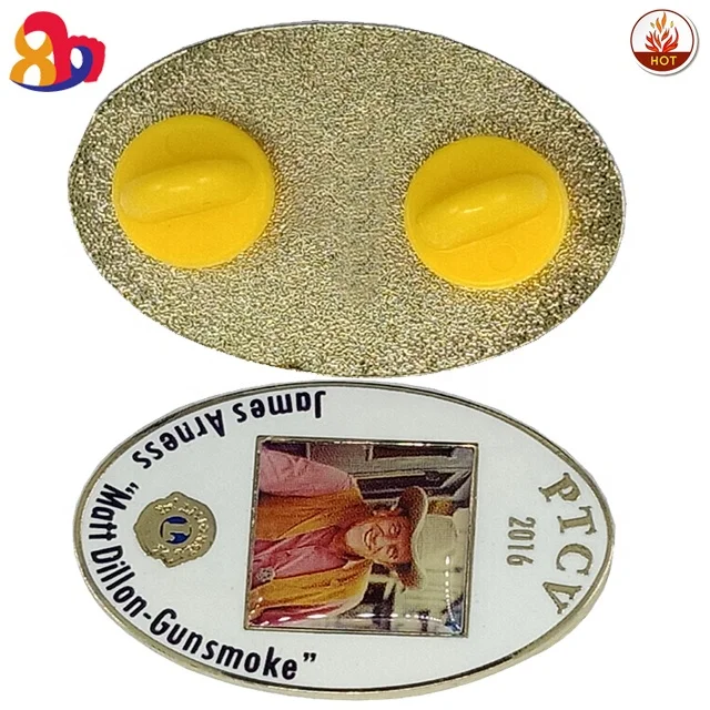 Promotional Custom Oval Print Photo Resin Reusable Name 2 Pin Badge for Name Badge Holder