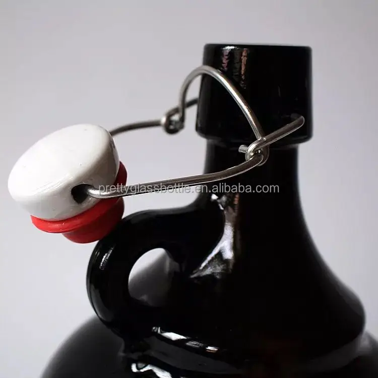 Swing top 32oz 64oz glass beer growler 1L/2L amber wine jug glass bottles wholesale