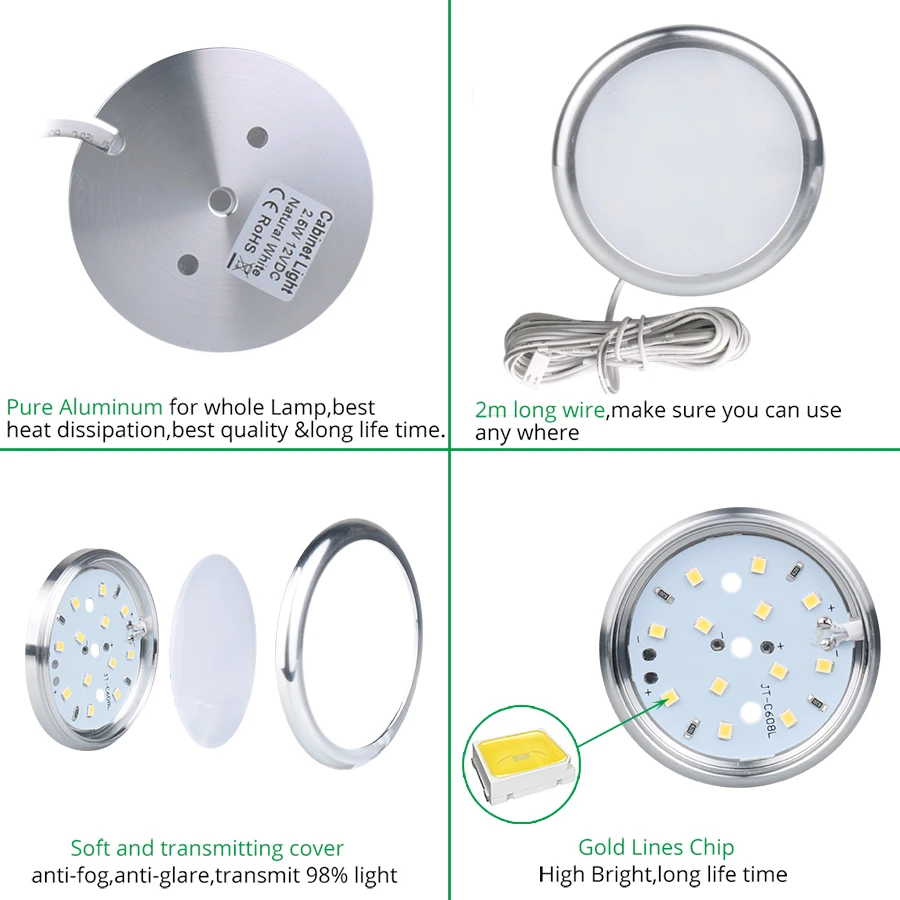 Indoor Round DC12V small cabinet puck lights for Shelf Cupboard Showcase Lighting