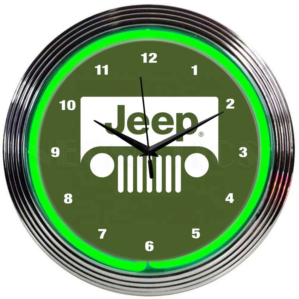 China suppliers drop shipping custom neon lights sign advertising wall custom neon clock Jeep glass neon wall clock