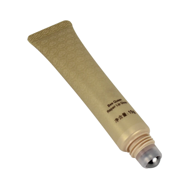 D30mm L94mm 15g Yellow Silkscreen Round Bee Queen Repair Lip Gloss PE Tube With Roller Ball Applicator