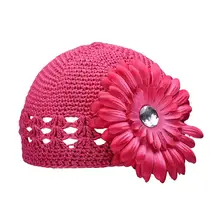 Baby girl Hat cap Flower Knitting Wool Crochet kid toddlers Hats winter autumn infant Baby Beanies