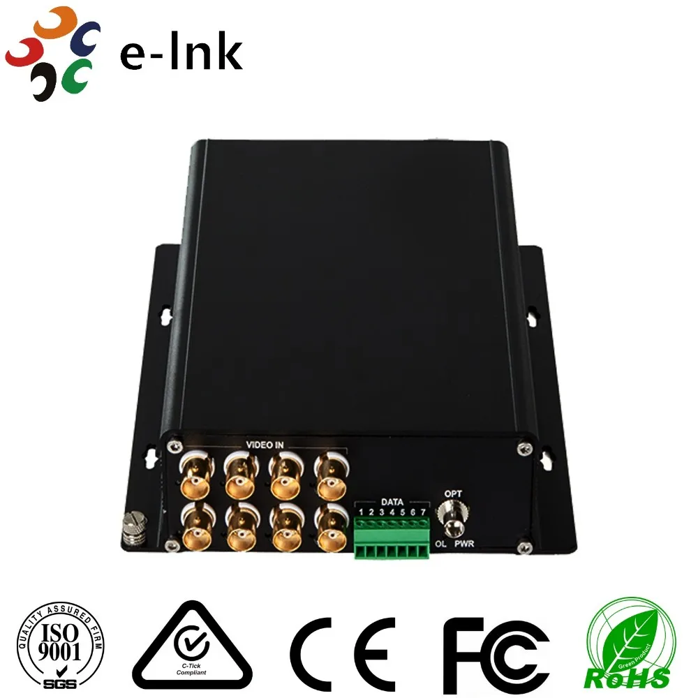 E-link 1310nm 8 портов 20km -40ºC to +85ºC видеонаблюдение оптоволоконный трансивер передатчик видеосигнала по оптоволокну