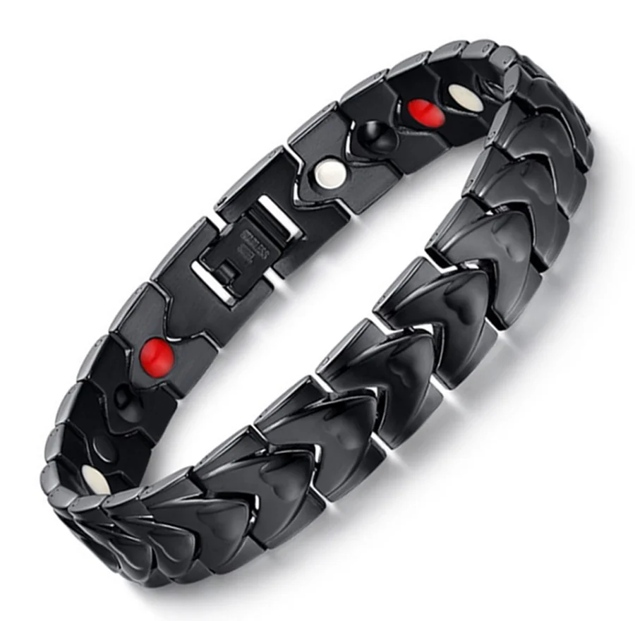 Germanium Bead Inside Health Magnetic Bracelet Male Stainless Steel Wrist