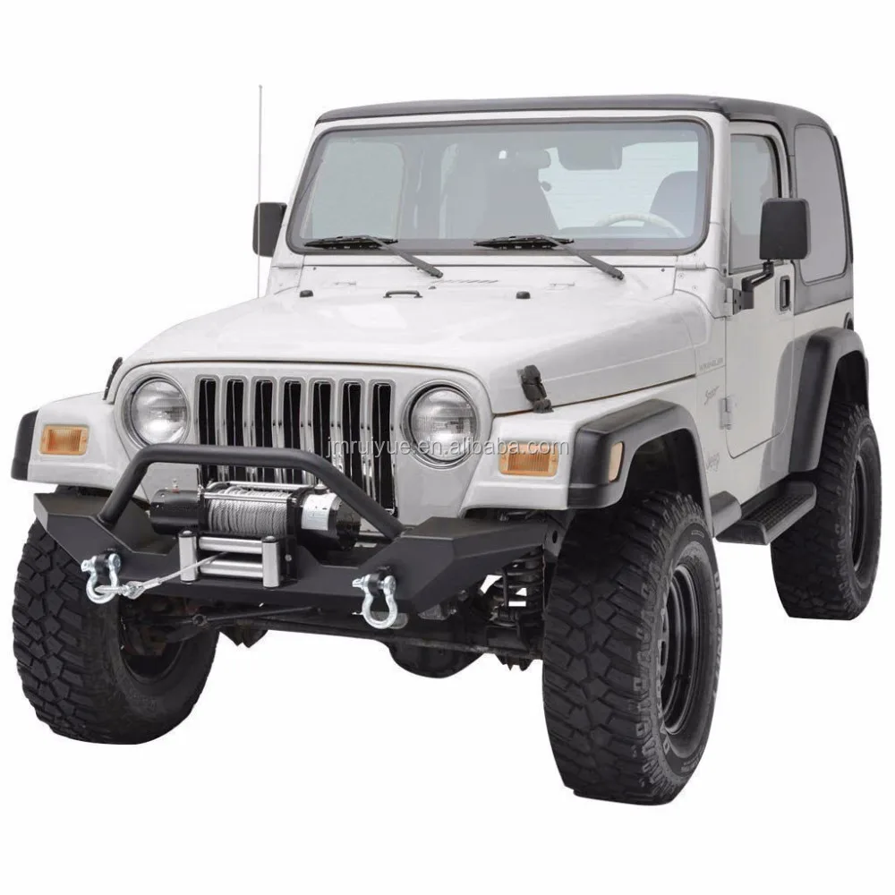 Textured Black Front Bumper W/Winch Plate & D-Ring Fit 1987-2006 TJ