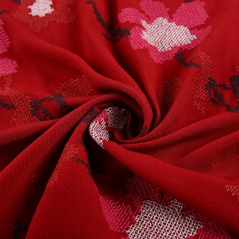 HA-14645B Shaoxing textile all over embroidery floral rayon viscose fabric wholesale