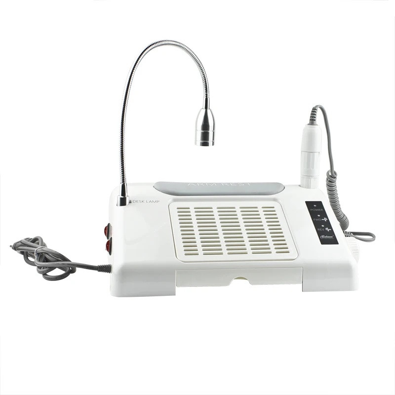 Электрический вакуумный пылесборник для ногтей 2 в 135000 об/мин дрель для ногтей с 7 Вт светодиодной настольной лампой