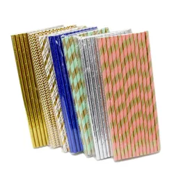 Thin Striped Paper Straws Drinking Art Party Straws