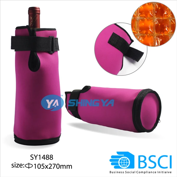 neoprene collapsible can cooler/ wine cooler wholesale neoprene fabric cooler bag with gel inside
