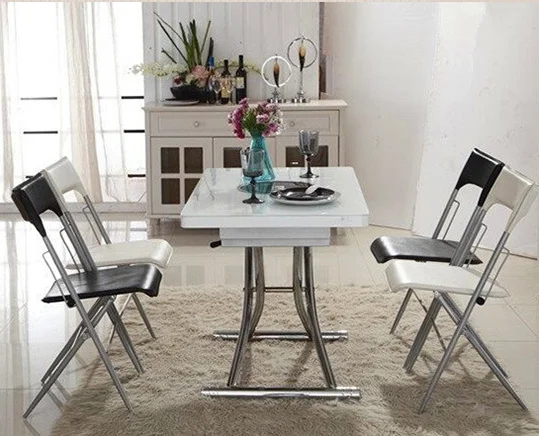 Поднимите вверх и вниз квадратный Многофункциональный стекла кофе и обеденный стол