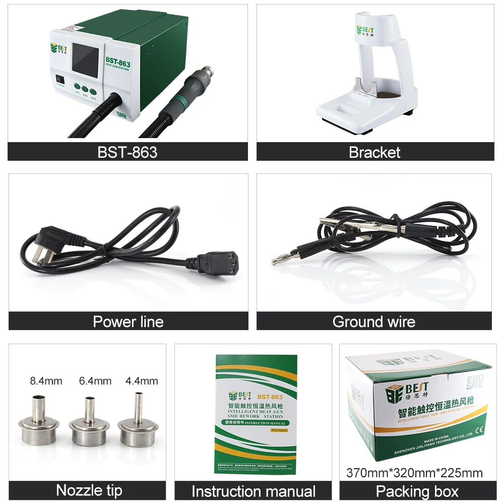 
Factory Direct 1200W Digital Touch Screen Display Smd Hot Air Rework station Hot Air Blower soldering station 