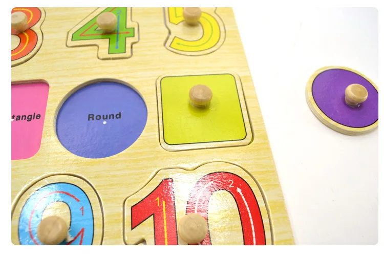Early education Colorful 3D Puzzle Hand grasp plate makeup Wooden peg Puzzles