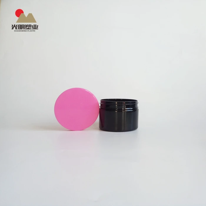 100ml black PET Plastic jars with protein powder coffee cans with pink screw lid