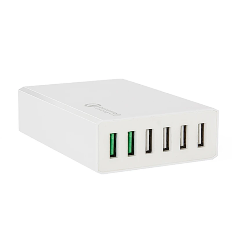 Двойное зарядное устройство QC3.0, 6 портов, 60 Вт, USB зарядная станция, многофункциональный адаптер быстрой зарядки с KCC, CB, PSE, BSMI